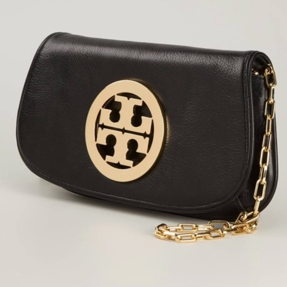 Tory Burch Reva Crossbody. Black and Gold.